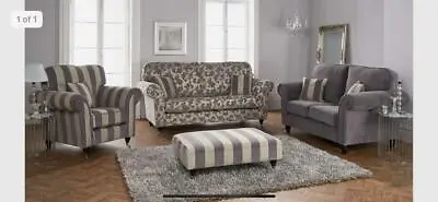 Grey Fabric Material 3 Seater 2 Seat Or Chair Sofa Suite SANDY 32 • £569