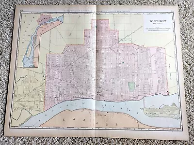 Detroit MI Vintage ORIGINAL Antique Map From Rand McNally 1899 Atlas 28  X 21.5  • $29.99