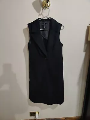 Dorothy Perkins Black Longline Sleeveless Jacket Waistcoat Size UK 8 • £6.99