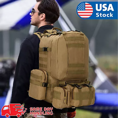 55L Military Tactical Backpack Molle Army Pack 3 Day Bug Out Bag Hiking Rucksack • $16.99