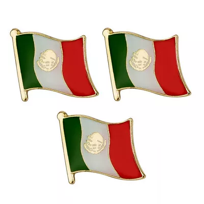 3 MEXICO FLAG PINS 0.5  Metal Lapel Pin Mexican Pride Hat Tie Tack Lot Set NEW   • $9.95