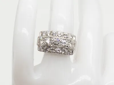 Vintage 1950s $6000 2ct VS G 3 ROW Platinum 11mm Wedding Band Ring 9g • $1950