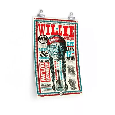 Willie Nelson Concert Poster Mutiple Size Art Print • $35.99