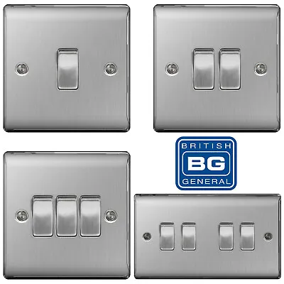 BG Nexus Brushed Steel Satin Chrome Light Switch NBS12 NBS42 NBS43 NBS44 2 Way • £5.24