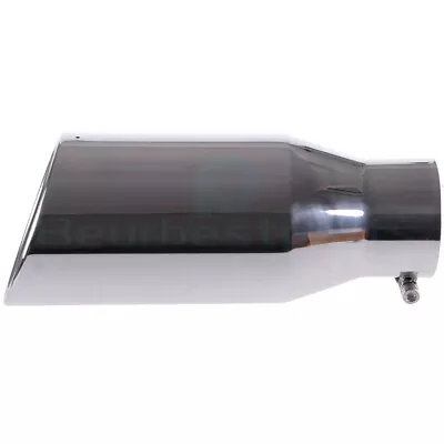 4  Inlet 6  Outlet 15  Long Chrome S/S Roll Edge Bolt-on Truck Exhaust Tip • $27.59