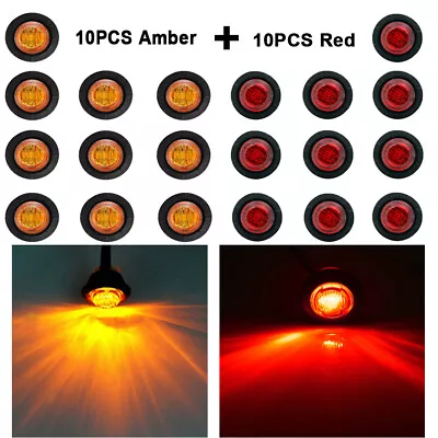 12V Side Marker Lights Red Amber Truck Trailer Round 3/4 LED Bullet Light PSEQT • $8.99