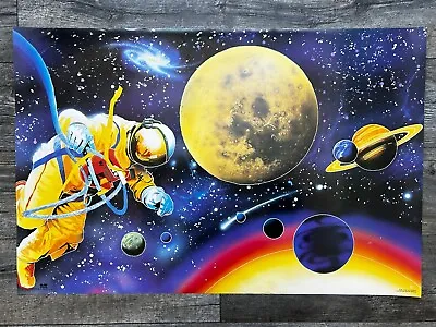 Space Astronaut Vintage Poster GLOW IN THE DARK Glo Zone 1991 Children's Bedroom • $39