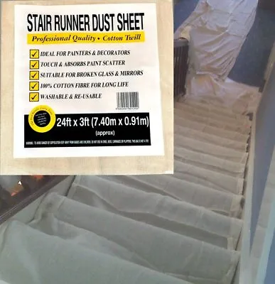 3 X LARGE PROFESSIONAL COTTON DUST SHEETS PAINTING DECORATING ( 24/3- 3 PACK ) • £22.12