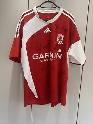 ORIGINAL AUTHENTIC Middlesbrough Football Shirt Squad Signed 2009/2010 • £0.99