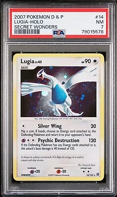 PSA 7 Lugia Secret Wonders Holo 14/132 2007 Pokemon Card Diamond & Pearl NM • $54.99