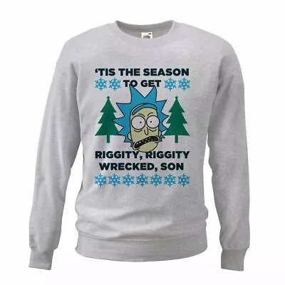 Unisex Grey Tis The Season To Get Riggity Wrecked Funny Xmas TV Christmas Jumper • £21.95