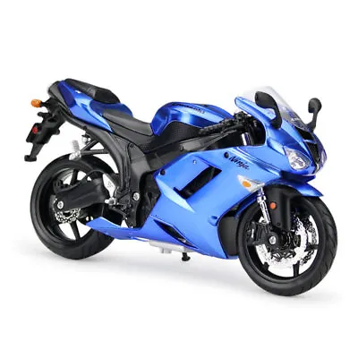 1:12 Kawasaki Ninja ZX-6R Motorcycle Model Diecast Toys For Boys Kids Gifts Blue • £31.19