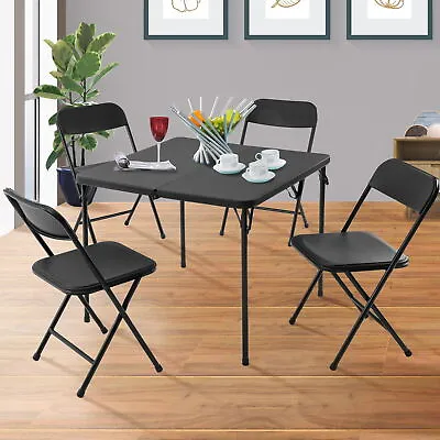 $36.65 • Buy 34  Resin Plastic Top Fold-in-Half Table Seats 4 Adults Dining Table Rich Black