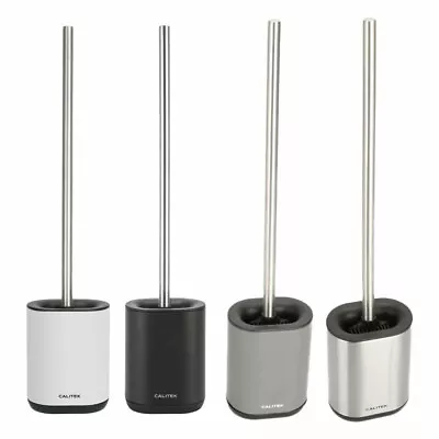 Toilet Brush And Holder Set With Silicon Head For Deep Cleaning Calitek • £14.39