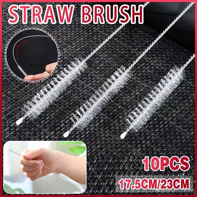 10Pcs Nylon Reusable Straw Brush Cleaner Bottle Small Long Cleaning Tube Pipe AU • $7.31