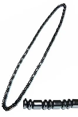 Men's Magnetic Hematite Necklace Black Biker Drum 22  • $13.44