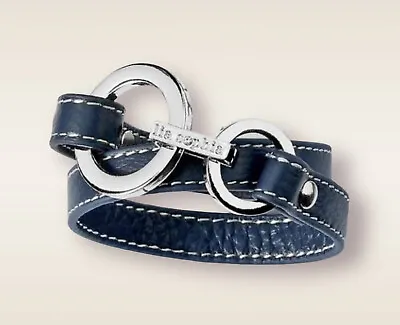 Lia Sophia “Wrap Star” Silver/Navy Clasp With Leather Strap Wrap Bracelet • $6.99