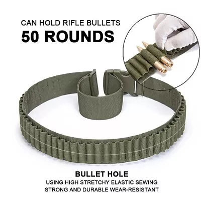 50 Rounds Rifle Bullet Cartridge Bandolier 556 Ammo Belt For 308 Cal. 30-06 .762 • $13.34
