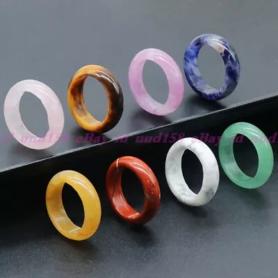 Mens Womens Natural Genuine Real Multicolor Gemstone Band Ring Size 18-20mm AAA • $5.22