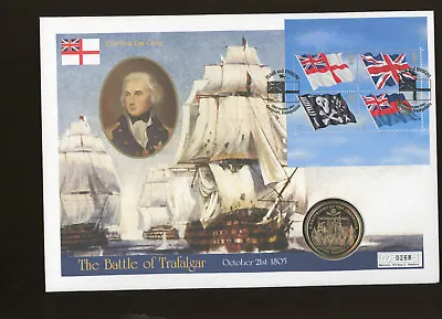 £5.50 • Buy 2001 The Battle Of Trafalgar FDC Mercury £5 Coin Cover