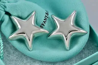 Tiffany & Co. Silver Large Puffy Star Clip-on Earrings • $320