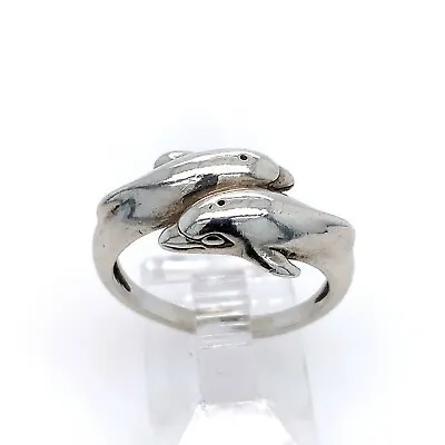 Vintage Kabana Two Dolphins Sterling Silver 925 Ring Size 6.75 • $37