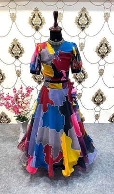 $70.33 • Buy US Indian Ethnic Print Lehenga Choli For Kids Wedding Festive Party Wear Stiche
