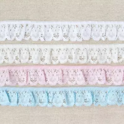 Nottingham Gathered Frilled Lace Trim Width 32mm Choice Of Colours And Lengths • £28.99