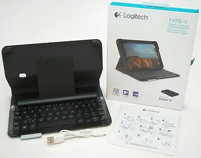 Logitech Type-V Ellipsis 8 Black Keyboard Folio Bluetooth Case Stand Ultra-Slim • $11.35