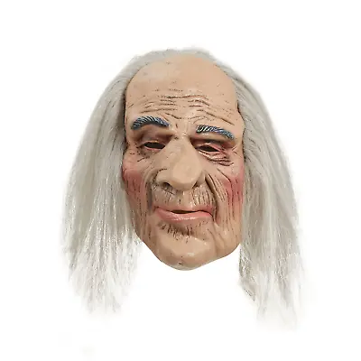 Mens Adult Horror Creepy Old Man Halloween Mask & Hair Fancy Dress Accessory • £11.99