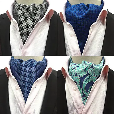 Mens Formal Houndstooth Paisley Long Scarves Cravat Ascot Wedding Neckties New • $12.95