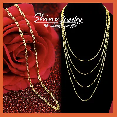 9K GOLD GF SINGAPORE WAVE CURB RING LINK CHAIN NECKLACE For CHARM PENDANT 16-24' • $8.74