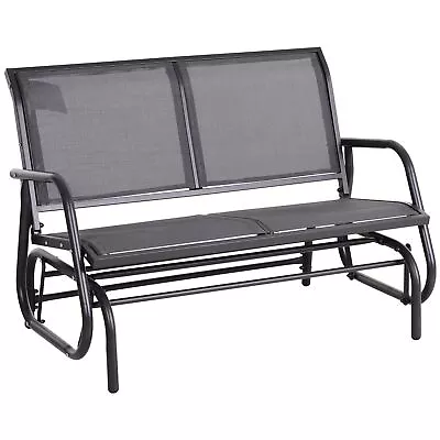 2-Person Glider Bench Patio Double Swing Gliding Chair Loveseat Grey Armrest  • £102.99