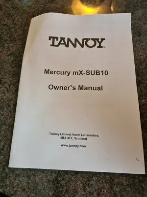 Tannoy Mercury MX-SUB10-Owner'sMANUAL INSTRUCTION - Multi Language A4 • £5.50