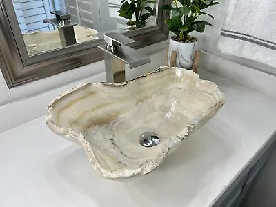 Onyx Stone Sink / Natural Stone Bathroom Vessel Sink / Vanity Sink / Handmade • $629
