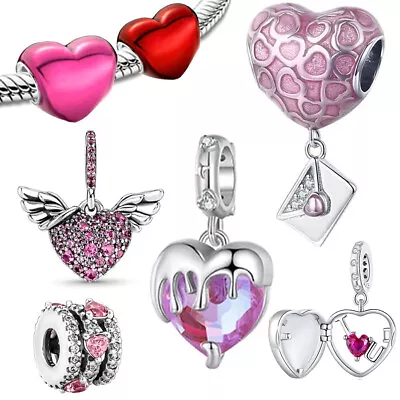 Love Hearts Sterling Silver 925 Bracelet Charm Black - Fast UK Dispatch • £21.99