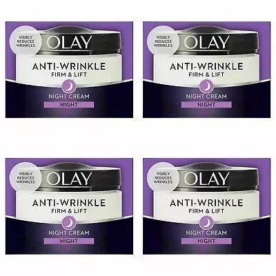 4 Olay Anti-Wrinkle Firm Lift Anti-Ageing Moisturiser Night Cream Hydrating 50ml • £29.30