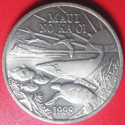 1998 HAWAII MAUI $1 TRADE DOLLAR SEA TURTLE WHALE STAR FISH BIRD SUN (no Silver) • $19.99