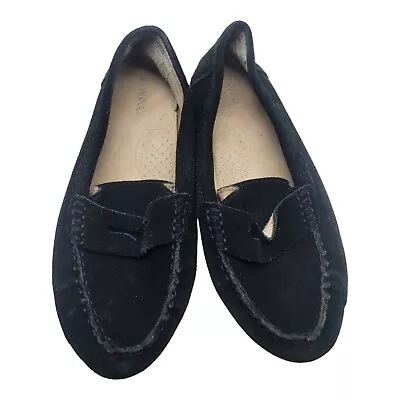 Merona Shoes Womens Size 6 Black Moccasins Comfort Genuine Suede Loafers Winter  • $26.99