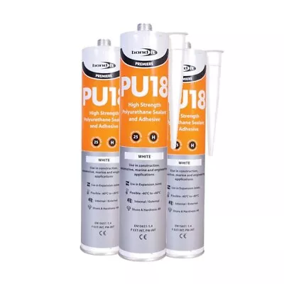 £15.39 • Buy (3 Tubes) PU18 White Polyurethane Adhesive Sealant High Strength Marine Window