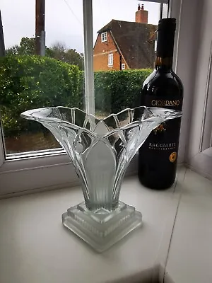 ART DECO WALTHER & SOHNE  GRETA   Clear & Frosted Vase C1930's  • £36