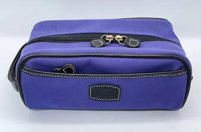 T.Anthony Shave Toiletry Travel Bag Canvas Leather Trim Purple • $80