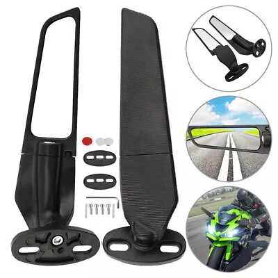2x Fit For Yamaha YZF R1 R3 R6 Side Mirrors Rearview Wind Wing Mirror Adjustable • $20.85