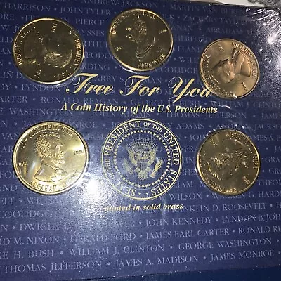 5 Piece President Medal Set Lincoln Madison Tyler Johnson Harrison With Folder • $6.95