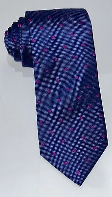 Charles Tyrwhitt Men's Italian Silk Cotton Necktie Spot Tie Royal Blue Magenta • $28.50