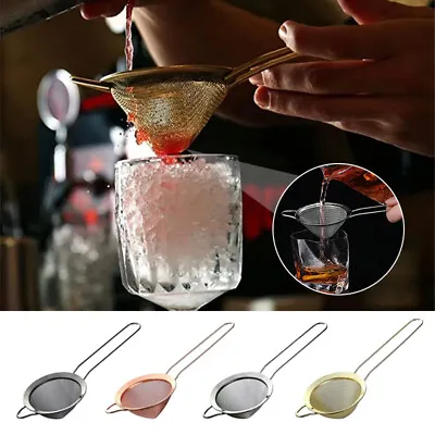 Cocktail Strainer Fine Mesh Stainless Steel Professional Colander Sifter Tool CO • £6.48