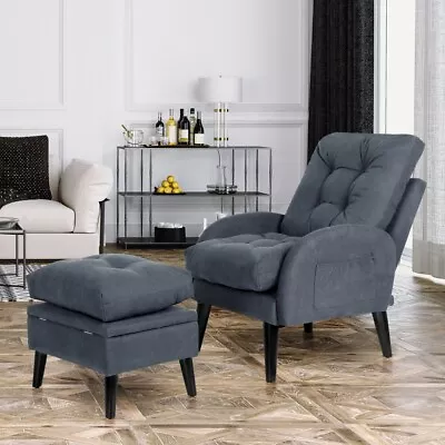 Recliner Chair With Ottoman StorgaeLivingroom Read Chair Adjustable Modern Gray • $266.79