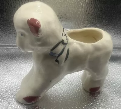 Vintage Lamb Pottery Planter White With Bow Glossy Finish 4” X 4 1/2” • $4.99