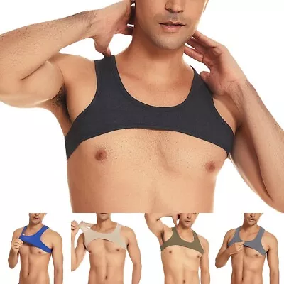 Breathable Men's Crop Top Muscle Shirt Elastic Tank Vest For Nightclub • £11.53