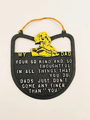 Vintage Dog Wall Hanging Sign My Dad Puppy Dog Slippers Father Day Plaque Decor • $18
